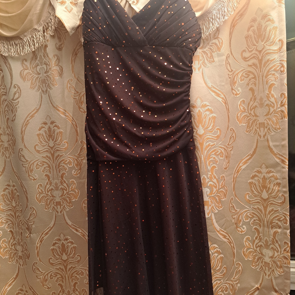 Retro Elegant Brown and Gold Women's Dress
